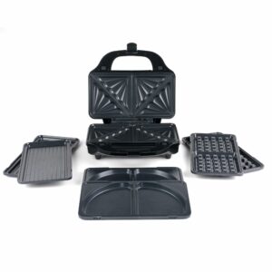 Salter 4-In-1 Snack Maker - Sandwich Toaster, Waffle Maker, Panini Press Grill, Omelette Maker, Removable Extra Large Deep Fill Hot Plates, Non-Stick, 900W, Auto Temperature Control, Stay Cool Handle