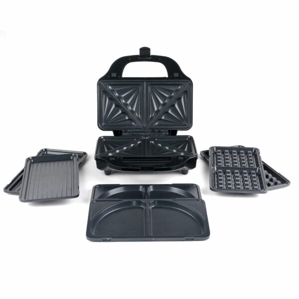 Salter 4-In-1 Snack Maker - Sandwich Toaster, Waffle Maker, Panini Press Grill, Omelette Maker, Removable Extra Large Deep Fill Hot Plates, Non-Stick, 900W, Auto Temperature Control, Stay Cool Handle