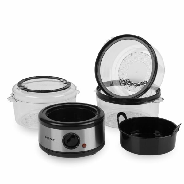 Salter 3 Tier Electric Food Steamer - 7.5L, Stackable Steaming Baskets, Dishwasher Safe, BPA Free Includes Rice Bowl, 60 Minute Timer, Compact Storage, Healthy Cooking Vegetables & Fish, 500W, EK2726