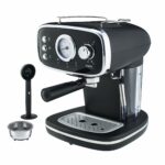 Cooks Professional 15 Bar Retro Coffee Espresso Machine | Coffee Machine with Steam Wand | Built in Temperature Gauge | Black