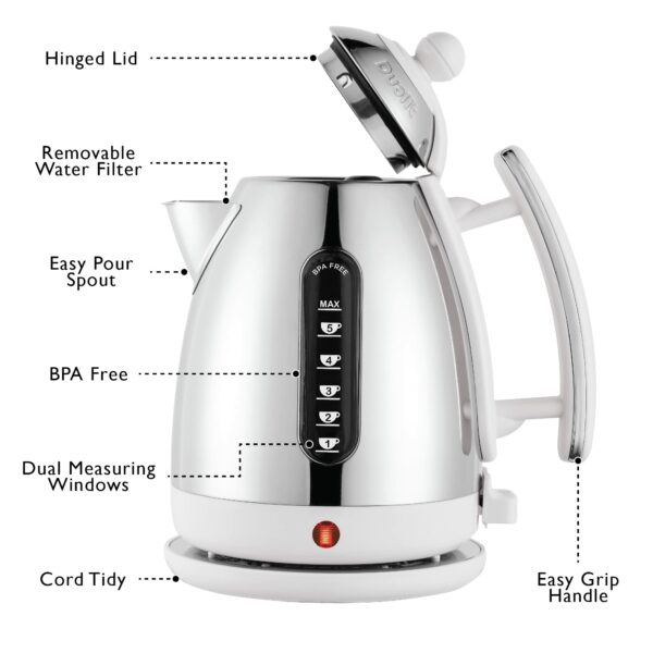 Dualit Lite Kettle - 1.5L Jug Kettle - Polished with Gloss White, High Gloss Finish - Fast Boiling Kettle by Dualit - 72015