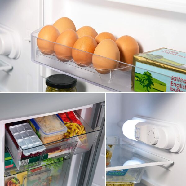 Russell Hobbs Low Frost Silver 60/40 Fridge Freezer, 173 Total Capacity, Freestanding 50cm Wide 145cm High, Fast Freeze