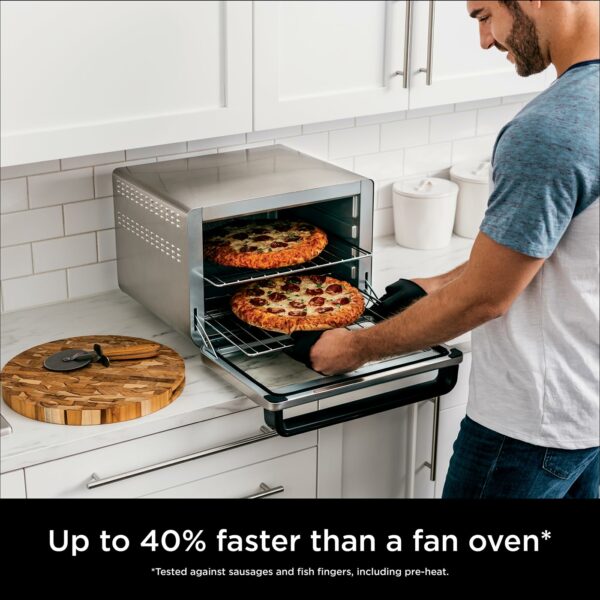 Ninja Foodi 10-in-1 Multifunction Oven, Fast Mini Oven, Countertop Oven, 10 Cooking Functions, Air Fry, Pizza, Grill, Roast, Bake, Toast, Bagel & more, Make Family-Size Meals, Silver/Black DT200UK