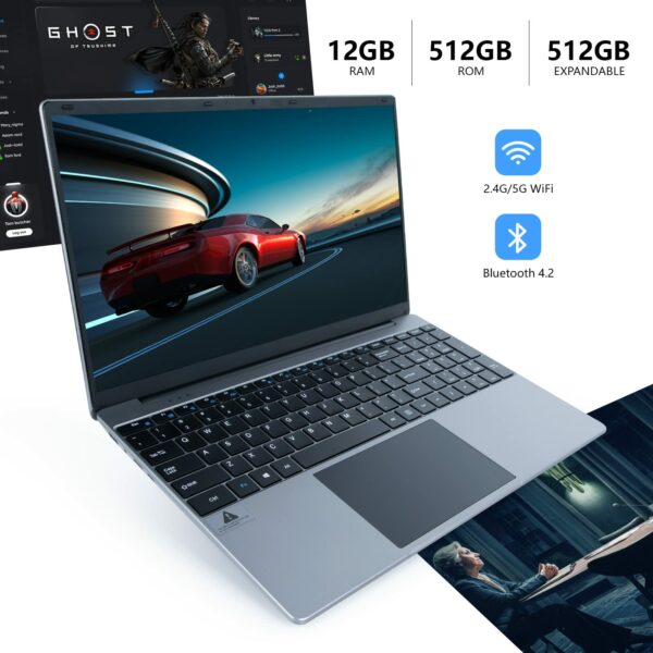 Geviar Laptop Computer 15.6'' with 1080P FHD Display, Quad-Core Intel Celeron N5095 Processors, 12GB DDR4 512GB SSD,Windows 11 Laptop Computers (AN-X17)