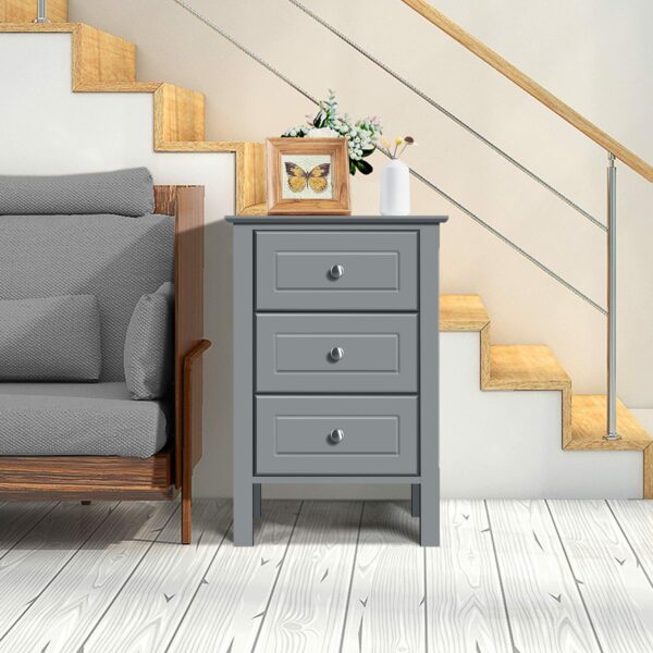 Yaheetech Bedside Tables Set of 2Pcs Chest of 3 Drawers Narrow Side Tables Wood Nightstands for Bedroom/Living Room/Small Space, 40x40x60cm, Dark Gray