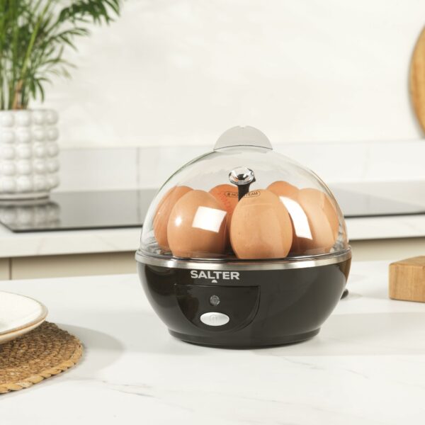 Salter Electric Multi Egg Cooker - 6 Egg Capacity Boiler, Great For Soft Dippy, Hard & Poached Eggs, Includes Measuring Cup, Removable Egg Rack and 2 Poaching Trays, Easy Clean, Compact, 430W