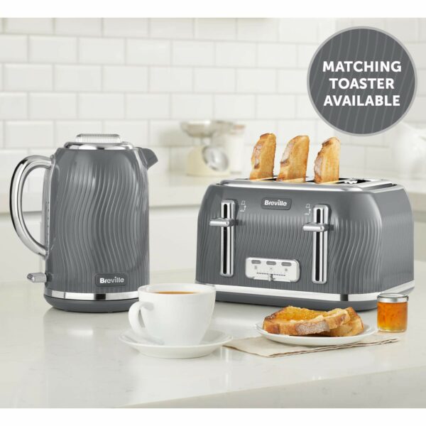 Breville VKT092 Flow Electric Kettle, 1.7 L, 3 KW Fast Boil, Grey
