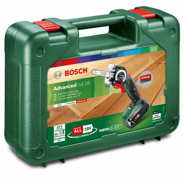 Bosch Home and Garden 18 Nanoblade Cordless Saw Advancedcut, 18 Volt System, in Carrying Case, Green