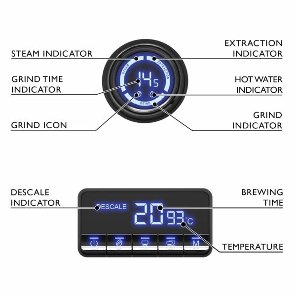 Dualit Espressivo Pro Coffee Machine - Dual Boiler - Integrated Coffee Bean Grinder - Steam Wand - 2.8L Removable Water Tank - Built in Warming Plate - 20 Bar Pressure - Stainless Steel