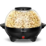 Yabano Popcorn Maker Machine, 5L Popcorn Popper, Nonstick Plate, Electric Stirring with Quick-Heat Technology, Cool Touch Handles, Healthy Less Fat, 800W, BLACK