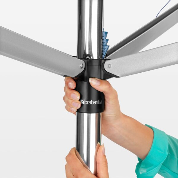 Brabantia Topspinner Large Rotary Washing Line with Metal Ground Spike, Metallic Grey, 60 M, 45 mm