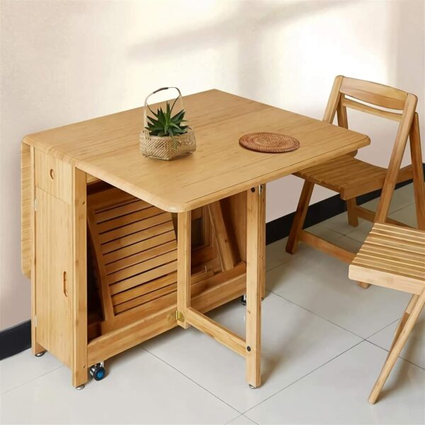 Folding Dining Table with 4 Chairs, Drop Leaf Table for Small Space, Folding Kitchen Table, Space Saving Dining Room Table