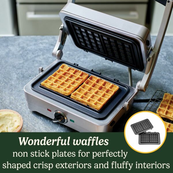 Cuisinart Waffle & Pancake Maker, Electric grill, even cooking, Non-stick Removable, interchangeable plates, Dishwasher safe, 210°C, Frosted Pearl