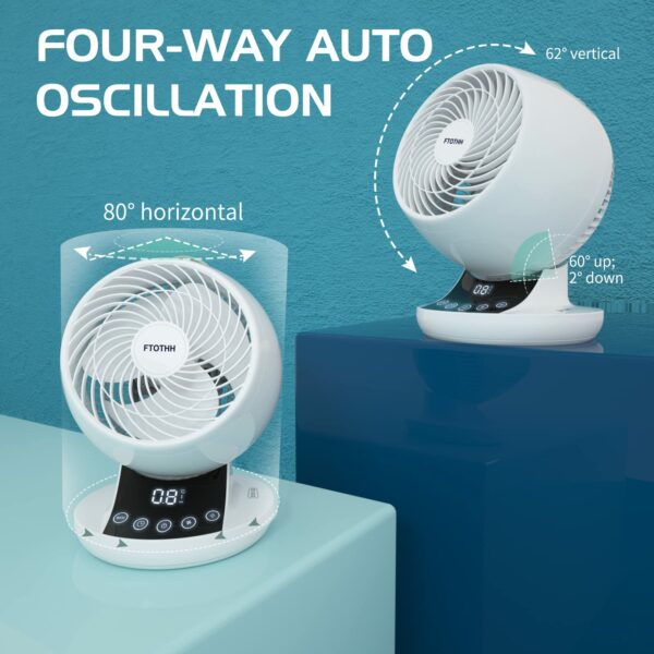 Air Circulator Desk Fan, Fans Cooling Quiet Bedroom, Super Quiet Turbo Table Oscillating Fan with Remote Control, Touch Panel, 12 Speeds