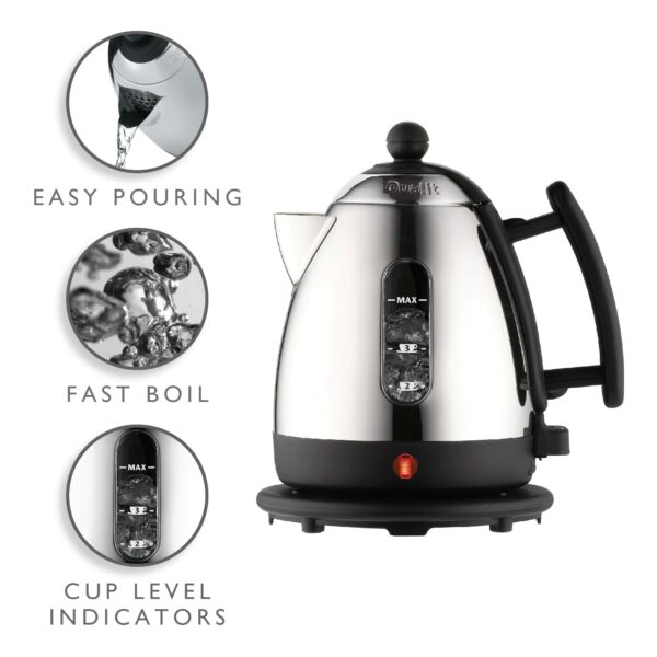 Dualit Lite Kettle - 1L 2kW Jug Kettle - Polished with Black Trim, High Gloss Finish - Fast Boiling Kettle by Dualit - 72200, Silver/Black