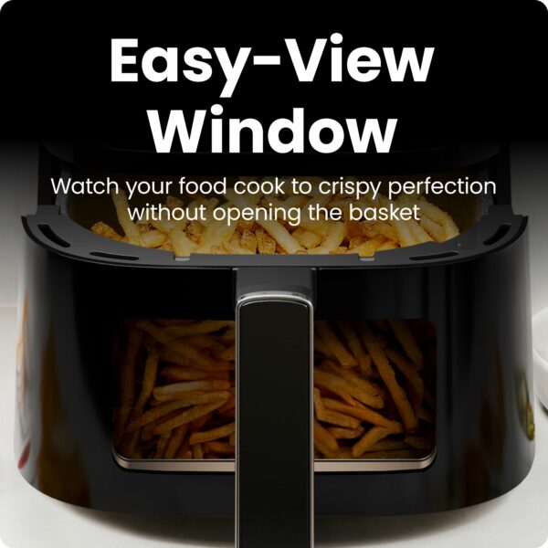 Chefman Air Fryer – 5.7L Compact Airfryer for Quick, Easy Meals, Features Hi-Fry Technology for Extra Crisp, Easy-View Window, Touch Controls with 4 Presets, Nonstick & Dishwasher Safe Basket - Black