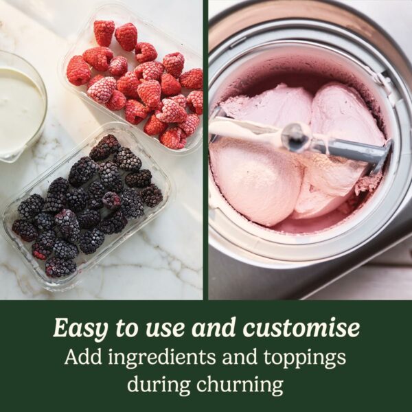 Cuisinart Ice Cream and Gelato Maker | Makes Ice Cream, Gelato, Sorbet, Frozen Yoghurt in 40 Mins | Homemade desserts | Easy to use at home | No Need to Pre-Freeze Bowl | Stainless Steel | ICE100BCU