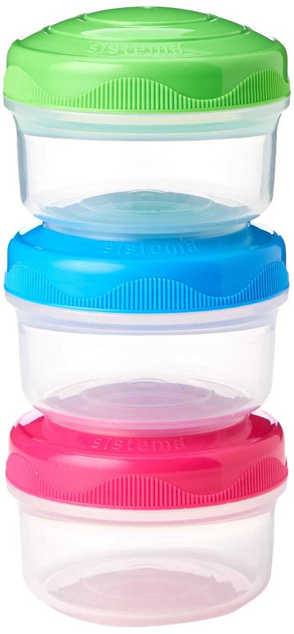 Sistema TO GO Mini Bites Snack Pots | 130 ml | Stackable Snack Boxes with Lids | BPA-Free | 3 Count