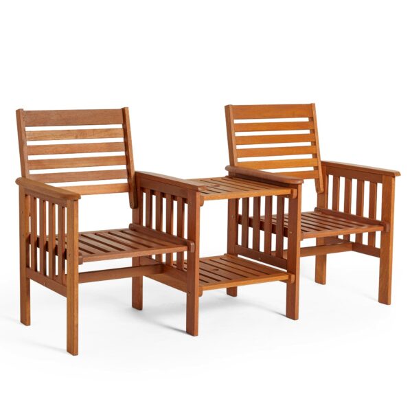 VonHaus Love Seat for Garden - 2 Seater Jack and Jill Love Seat Patio Set - 2 Person Hardwood Garden Loveseat - Companion Set
