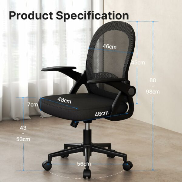 Home Office Chair Ergonomic Desk Chair Swivel Computer Chair Mid-Back Mesh Chair with Flip-up Armrests