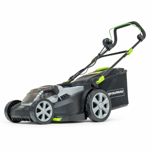 Murray 18V Lithium-Ion Cordless Lawn Mower IQ18WM37, Including 2x 2.5Ah Battery and Dual Charger, Yellow, Grey, Black, 37 cm
