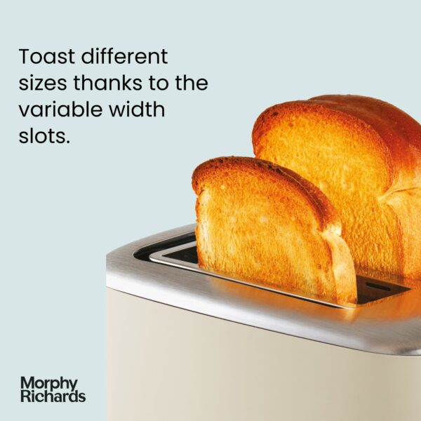 Morphy Richards Equip Cream 2 Slice Toaster - Defrost And Reheat Settings - 2 Slot - Stainless Steel - 222065