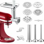 Gdrtwwh Metal Food Grinder Attachment Compatible with All KitchenAid Stand Mixers and PHISINIC Stand Mixer,Includes 3 Sausage Stuffer Tubes