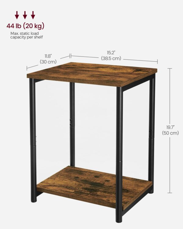Vasagle Set of 2 Side Tables, 2-Tier Sofa Side Tables, Bedside Tables with Steel Frames