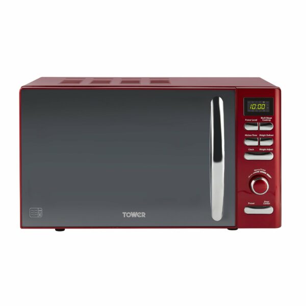 Tower T24019R Infinity Digital Solo Microwave with 6 Power Levels, 8 Auto Cook Options, 60 Minute Timer, Defrost Function