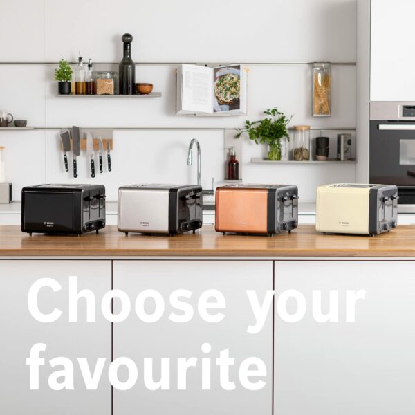 Bosch DesignLine Plus TAT4P440GB 4 Slot Stainless Steel Toaster with variable controls - Stainless Steel