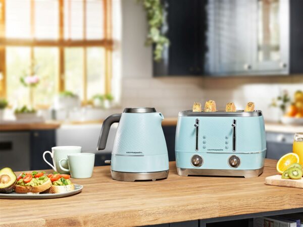Beko Cosmopolis Dome Kettle WKM8307T, Retro Duck Egg Teal Design, 1.7L Capacity 3000 W, Includes Removable Lid, Easy Pour Spout & Boil Dry Protection
