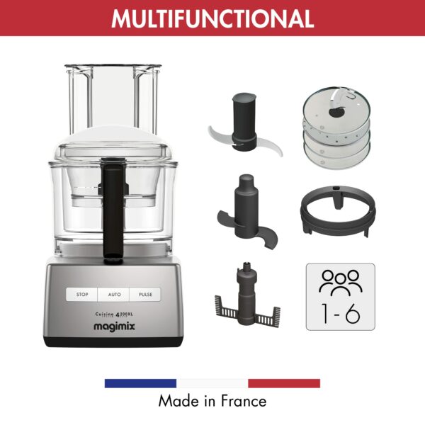 Magimix 4200XL Food Processor | 3L BPA-Free Bowl | Quiet & Powerful Motor | Multifunctional 6 in 1 Solution | Satin | 18471