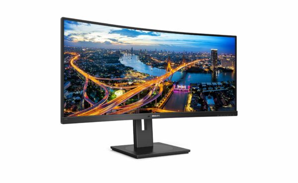 Philips 345B1C - 34 inch Curved WQHD Monitor, 100Hz, 4ms, VA, Speakers, Height Adjust, Power Sensor, USB Hub (3440 x 1440 WQHD, 300 cd/m², HDMI/DP/USB-B/USB 3.2)