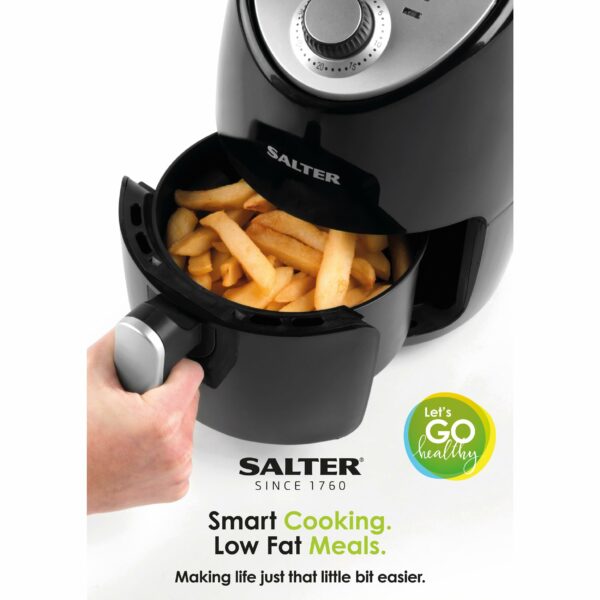 Salter Compact Air Fryer EK2817 2L - Hot Air Circulation, Removable Non-Stick Cooking Rack