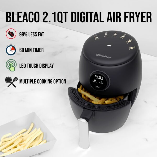 Belaco Air Fryer, 2L Digital Display, Rapid Air Circulation, Air Fryers, 60 Min Timer, Adjustable Temperature, Dishwasher Safe Basket BEL-AF-02