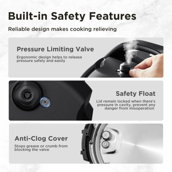 Midea Pressure Cooker 6L, 70% Faster 13 Presets, Recipes on line, 9-in-1 Multi Cooker(Yogurt Maker, Rice Cooker, Slow Cooker, Sauté, Steamer,etc.) Stainless Steels Inner Pot Non-Stick Dishwasher Safe
