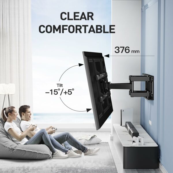 PERLESMITH TV Wall Bracket, for 37-85 Inch TVs up to 60kg, Swivel Tilt Extend TV Wall Mount, 55 65 inch Wall Brackets max VESA 600x400mm, PSPILFK1