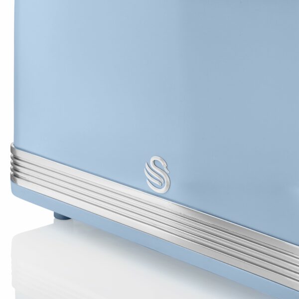 Swan ST19020BLN Retro 4-Slice Toaster with Defost/Reheat/Cancle Functions, Cord Storage, 1600W, Retro Blue