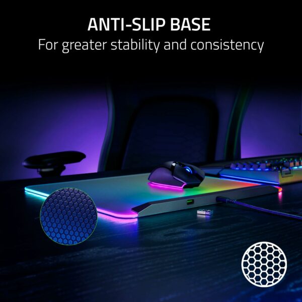 Razer Firefly V2 Pro - RGB backlit gaming mouse mat - Integrated USB Port (15 Zone LED Lighting, Micro-etched Textured Surface for Optimal Tracking, Detachable USB-C Cable) Black