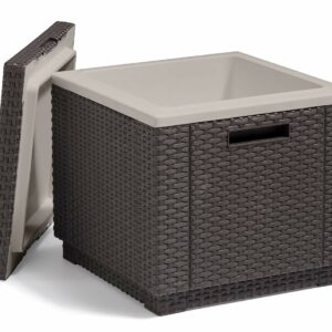 Keter Beer and Wine Cooler Table Perfect for Your Patio, Picnic, and Beach Accessories, Brown