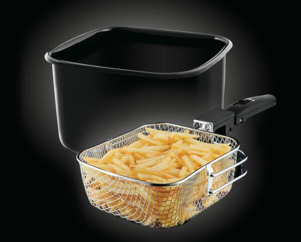Russell Hobbs Electric Deep Fat Fryer, 3L capacity/can cook 1.2kg food, Digital timer, Large observation window, Non-stick coated pan, Adjustable thermostat, Handle lift system, 2300W, 24580