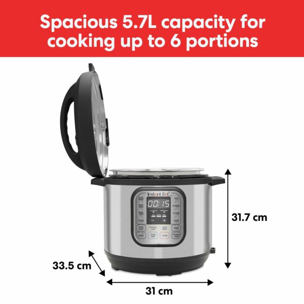 Instant Pot Duo 7-in-1 Multi-Cooker 5.7L - Brushed Stainless Steel, Large Pressure Cooker, Slow Cooker, Rice Cooker, Sauté Pan, Yoghurt Maker, Food Steamer Pot and Food Warmer, Dishwasher Safe