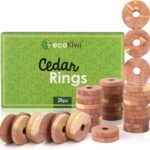 ecoKiwi Moth Repellent for Wardrobes Cedar Rings - 28 Pack - 100% Natural Cedar Balls - Anti Moth Products - Cedarwood Oil Moth Repellent for Rooms & Clothes - Moth Balls for Wardrobe with Sandpaper