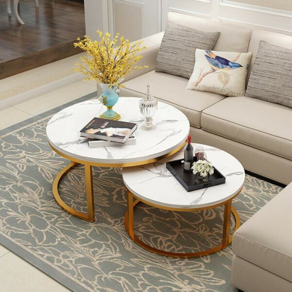 Round Coffee Table Coffee Table Coffee Table Marble Set - Side Table Set of 2 - Nest of Tables