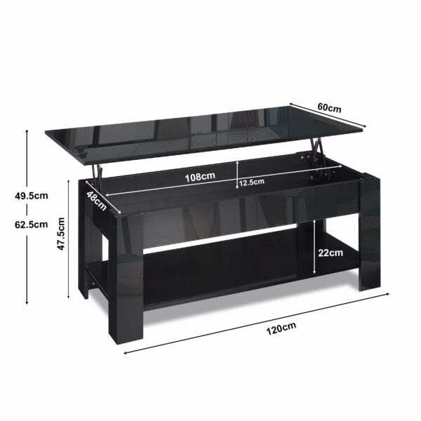 High Gloss Coffee Table with Storage, Lift Top Coffee Table