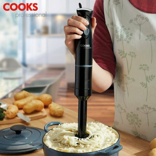Cooks Professional 2-in-1 Electric Potato Masher & Immersion Hand Blender | Electric Hand Blender ideal for Soup, Baby Food, Smoothies | Variable Speed Control | Stainless Steel Blade