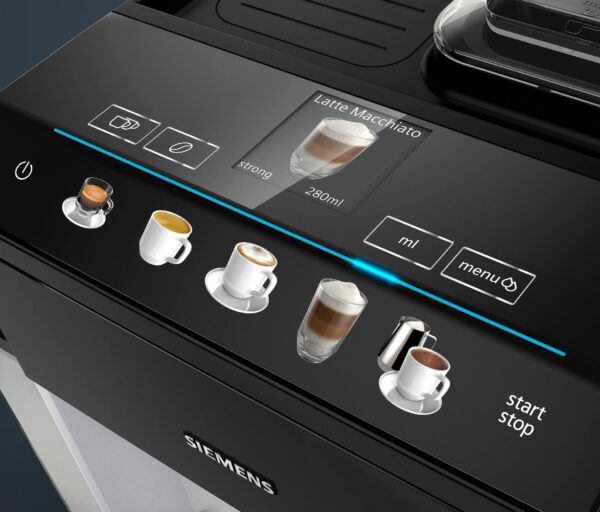 Siemens Bean to Cup Fully Automatic Freestanding Coffee Machine TQ503GB1 EQ.500 – Silver Black