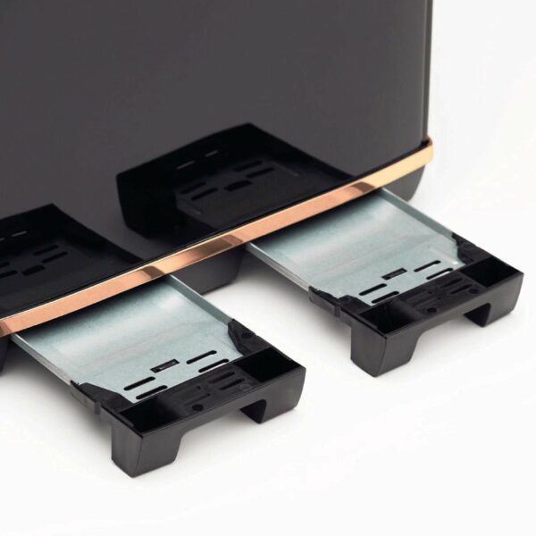 Haden Salcombe Black 4 Slice Toaster - Dual Browning Control, Retro Design, Wide Slot Toaster - Stainless Steel Housing