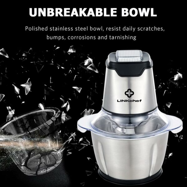 Mini Chopper 400W LINKChef Mini Food Processor Vegetable Chopper 1.2L Stainless Steel Bowl, Meat Grinder with 4 bi-Level Blades for Meat Vegetable Fruit