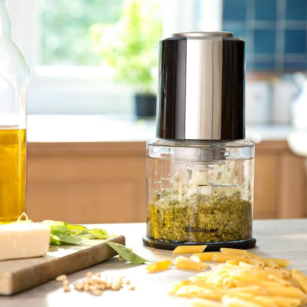 Sensio Home Mini Food Chopper Processor – Electric Dicer, Onion and Other Vegetables - 600ml Blender Bowl and Quad Durable Stainless-Steel Blades – 300W
